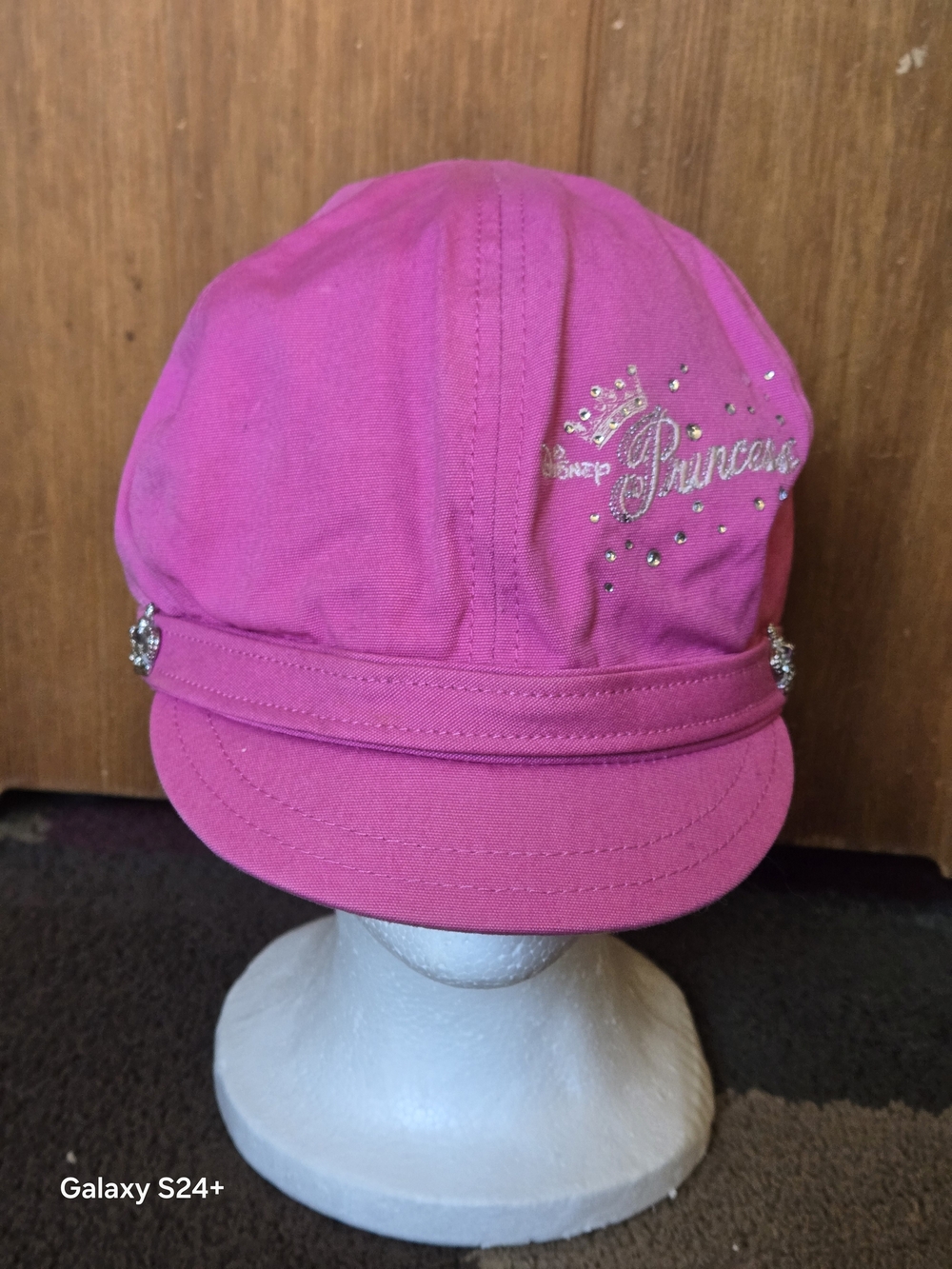 Disney Princess Hat Women's Pink Adjustable Elastic Cap Walt Rhinestones Beads